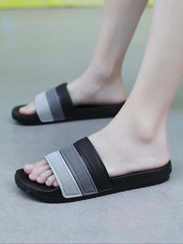 Men's Casual Colorblock Slides, 1 Pair Trendy Soft Non-slip Slides, Comfortable Breathable Slippers for Indoor Outdoor Wear