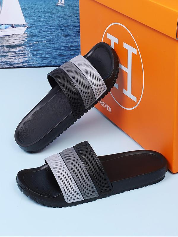 Men's Casual Colorblock Slides, 1 Pair Trendy Soft Non-slip Slides, Comfortable Breathable Slippers for Indoor Outdoor Wear