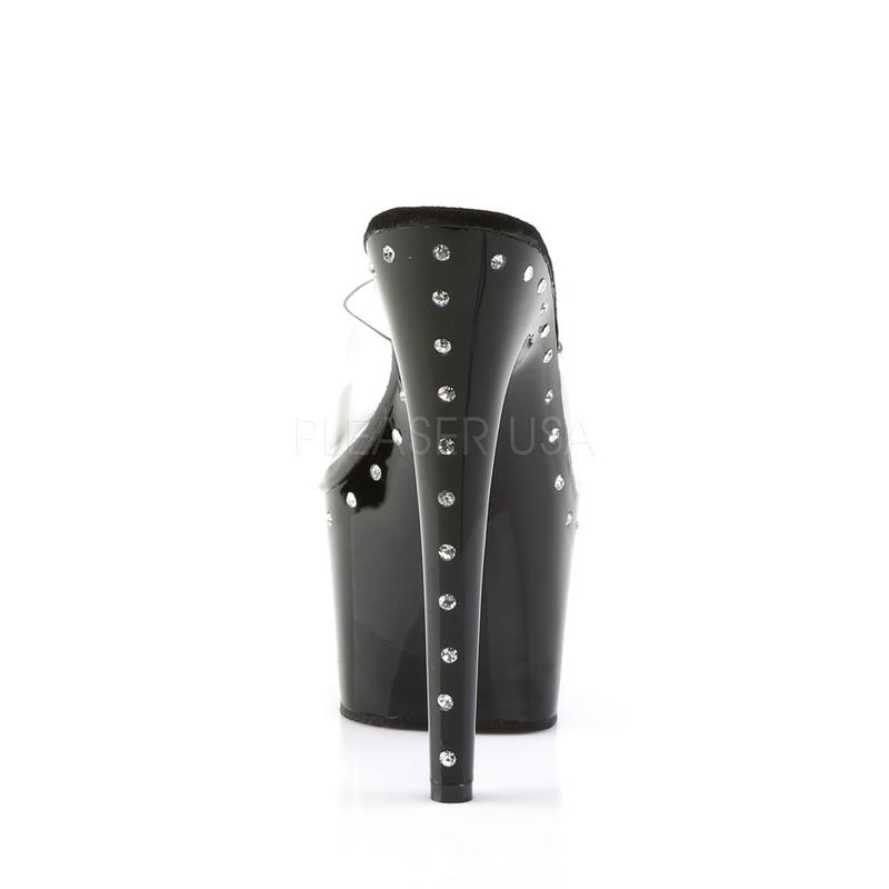 PLEASER ADORE-701LS Clear-Black Platform Slides