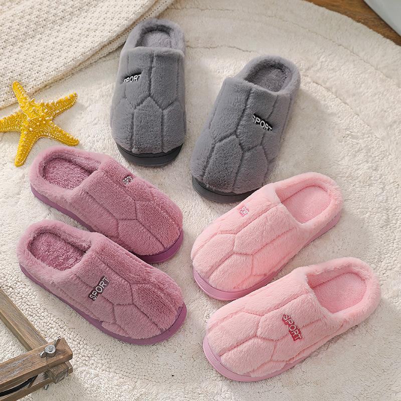 Unisex-Adult Winter Slippers Thickened Cotton Indoor Shoes Striped Fabric Slippers with Slip-On Sole for Winter Women Footwear Girl Walking Shoes