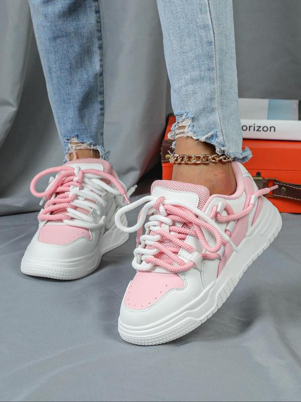 Women's Fashionable Patchwork Star Design Lace Up Low Top Sneakers, Casual Comfortable Breathable Sports Shoes, Female All-match Round Toe Shoes for Daily Wear