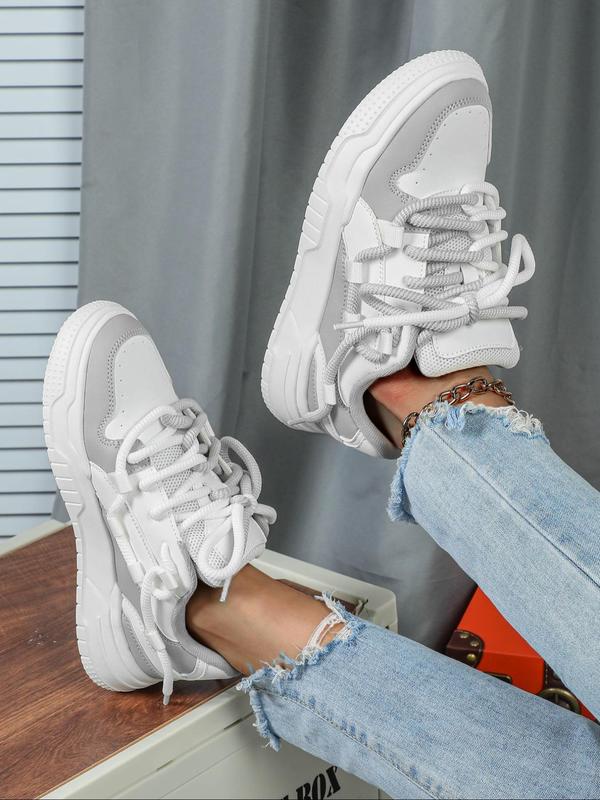 Women's Fashionable Patchwork Star Design Lace Up Low Top Sneakers, Casual Comfortable Breathable Sports Shoes, Female All-match Round Toe Shoes for Daily Wear