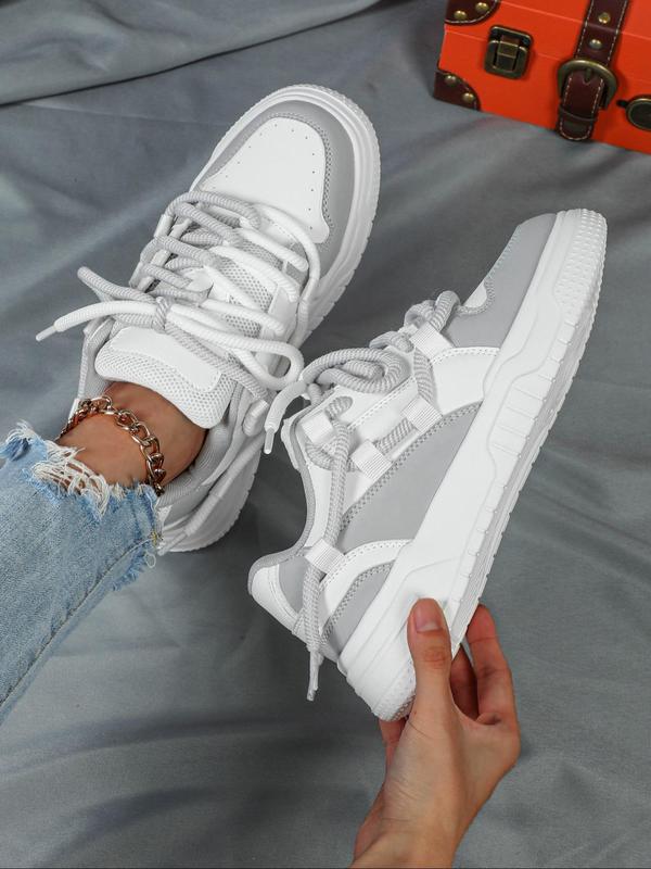 Women's Fashionable Patchwork Star Design Lace Up Low Top Sneakers, Casual Comfortable Breathable Sports Shoes, Female All-match Round Toe Shoes for Daily Wear