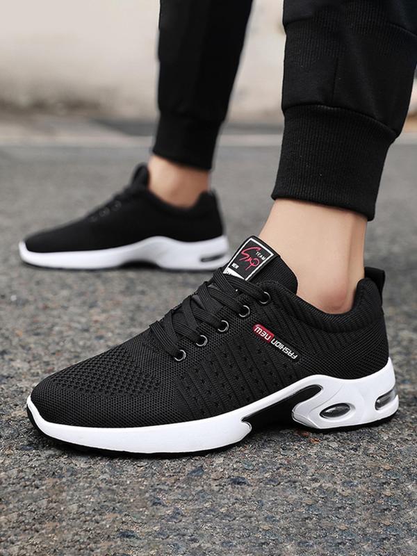 Men's Fashionable Letter Label Design Lace Up Low Top Sneakers, Casual Breathable Comfortable Sports Running Shoes, Male All-match Round Toe Shoes for Daily Wear