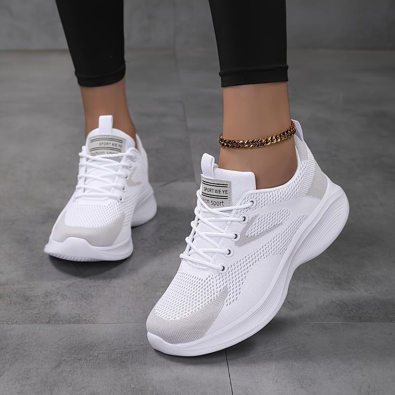 Sosenfer Women's Non-Slip And Wear Resistant Air Cushion Running Shoes, Lace Up Fashion Casual Travel Shoes, Waterproof Lightweight Shock Absorption Sneakers Charms,Tenis Blancos