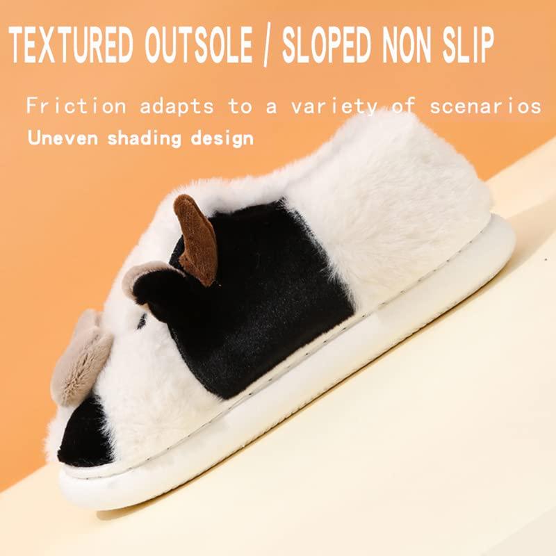 Winter Indoor Outdoor Slippers for Women Cartoon Cow Slippers Funny Novelty Soft Warm Slider