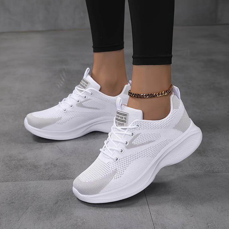 Sosenfer Women's Non-Slip And Wear Resistant Air Cushion Running Shoes, Lace Up Fashion Casual Travel Shoes, Waterproof Lightweight Shock Absorption Sneakers Charms,Tenis Blancos