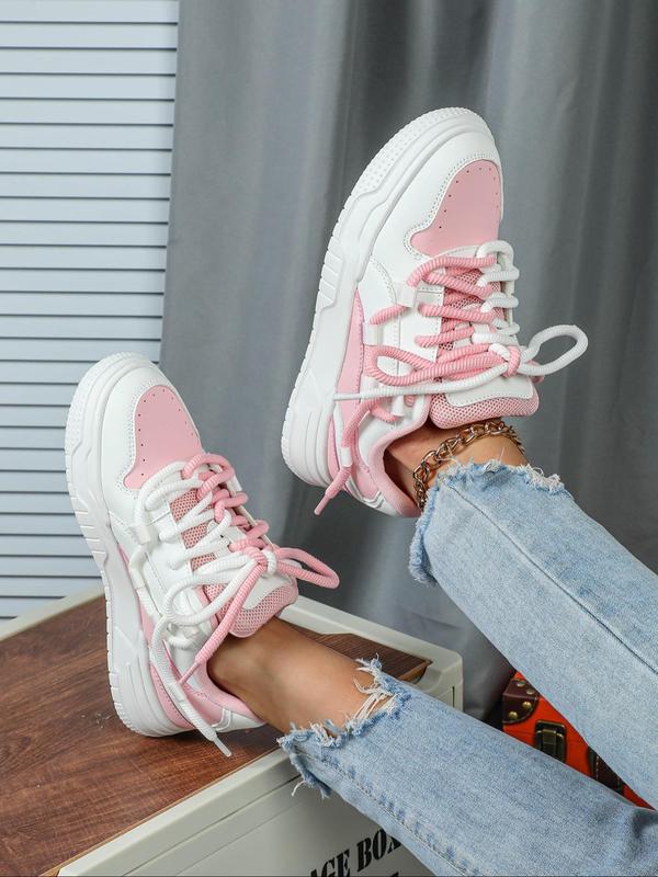 Women's Fashionable Patchwork Star Design Lace Up Low Top Sneakers, Casual Comfortable Breathable Sports Shoes, Female All-match Round Toe Shoes for Daily Wear