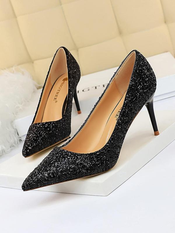 Women's Fashionable Glitter Decorated Stiletto Heels, 2024 New Style Elegant Pointed Toe High Heel Shoes for Party, Banquet, Fashionable Shoes for Daily Wear