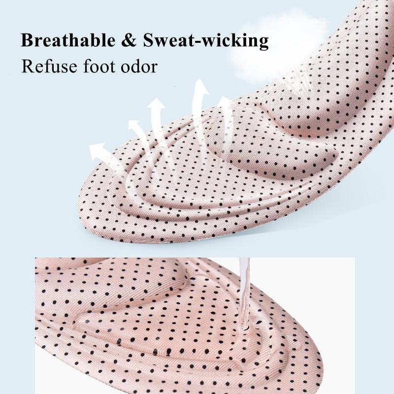 4D Memory Foam Sport Insoles Plantar Fasciitis Arch Support Shoe Inserts Sneakers Cushioning Anti-slip Template Insole Men Women Breathable Sweat-Absorbent