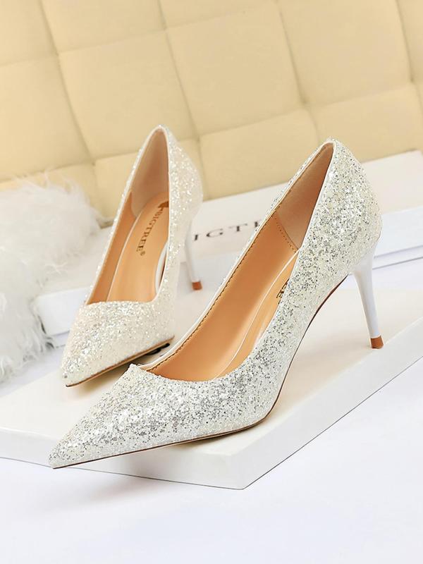 Women's Fashionable Glitter Decorated Stiletto Heels, 2024 New Style Elegant Pointed Toe High Heel Shoes for Party, Banquet, Fashionable Shoes for Daily Wear