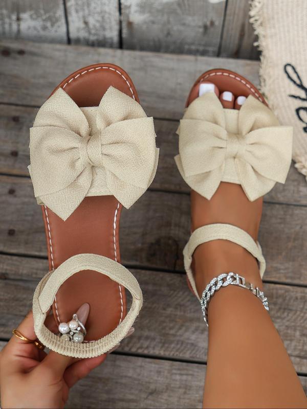 Women's Cute Bowknot Design Flat Sandals, Sandals for Women 2024, Walking Sandals, Casual Back To School Flat Sandals for Summer Beach Vacation, Sandals for Daily Life for Women & Girls