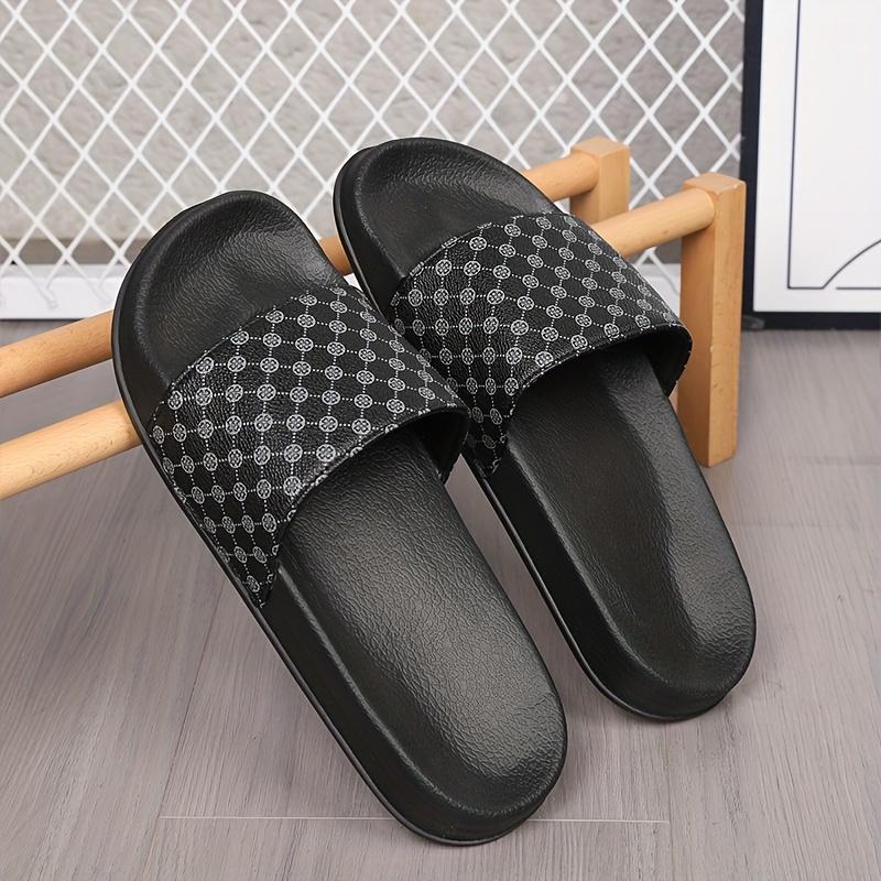 Men's Comfortable Open Toe Slippers - Non Slip Durable Flower Plaid Pattern Slide Sandals for Outdoor Walking and Indoor Casual Activities