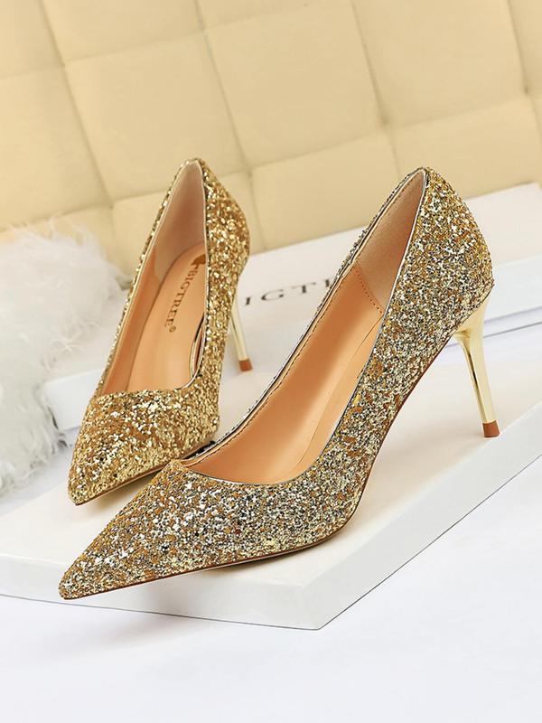 Women's Fashionable Glitter Decorated Stiletto Heels, 2024 New Style Elegant Pointed Toe High Heel Shoes for Party, Banquet, Fashionable Shoes for Daily Wear