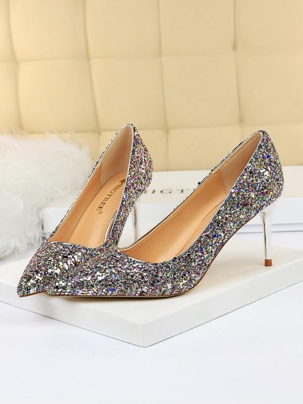 Women's Fashionable Glitter Decorated Stiletto Heels, 2024 New Style Elegant Pointed Toe High Heel Shoes for Party, Banquet, Fashionable Shoes for Daily Wear