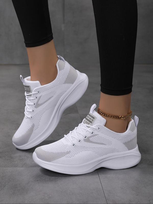 Women's Fashion Lace Up Sneakers, Girl Walking Shoes New Trend Plain All-match Lace Up Designer Sneakers, Lightweight Breathable Sports Running Shoes, Fall Outfits, Fall Freshness