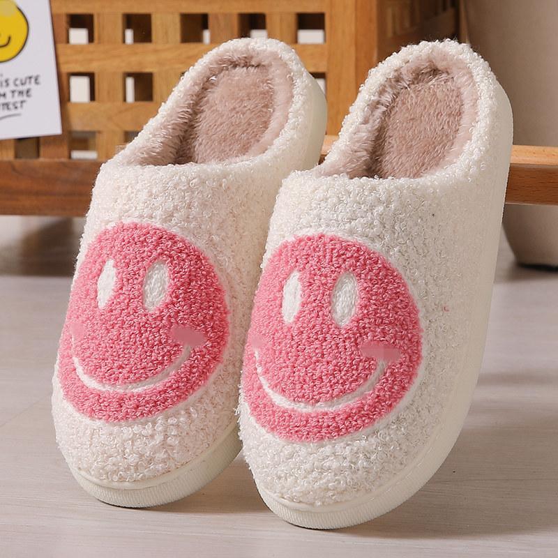 Mushroom Explosion Winter Smiley Heart Cotton Slippers Female Wholesale Indoor Home Rainbow Plush Warm Slippers