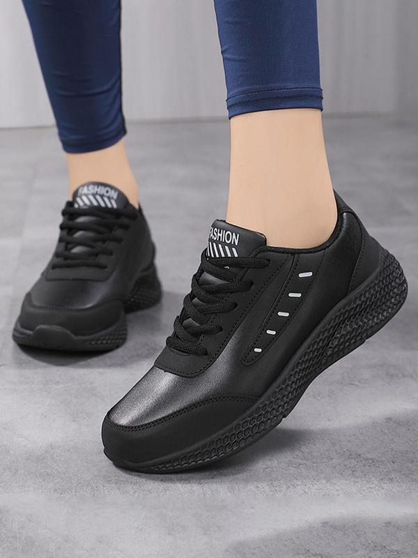 Sporty Women's Letters Print Lace Up Sports Running Shoes, Fashionable Comfortable Breathable Waterproof Outdoor Sneakers, Female All-Match Round Toe Shoes for Daily Wear