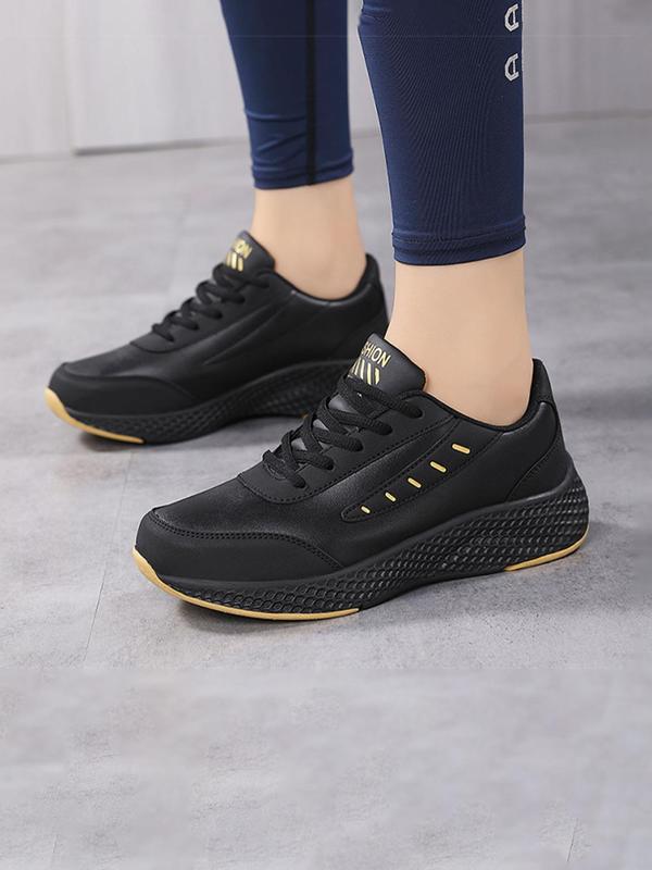 Sporty Women's Letters Print Lace Up Sports Running Shoes, Fashionable Comfortable Breathable Waterproof Outdoor Sneakers, Female All-Match Round Toe Shoes for Daily Wear