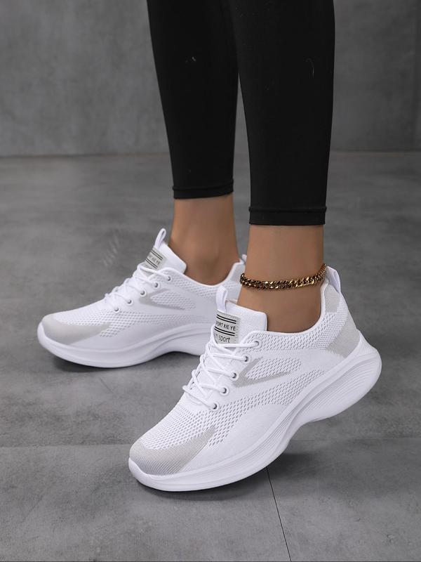 Women's Fashion Lace Up Sneakers, Girl Walking Shoes New Trend Plain All-match Lace Up Designer Sneakers, Lightweight Breathable Sports Running Shoes, Fall Outfits, Fall Freshness