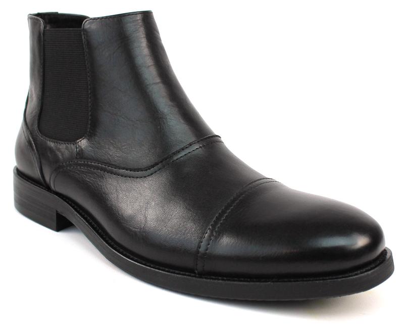 Genuine Leather Exclusive Men's Black Cap Toe Chukka Boots With Zipper Leather Lining Henry AZARMAN