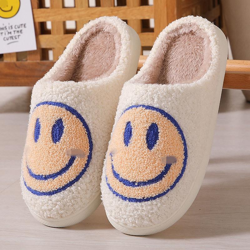 Mushroom Explosion Winter Smiley Heart Cotton Slippers Female Wholesale Indoor Home Rainbow Plush Warm Slippers