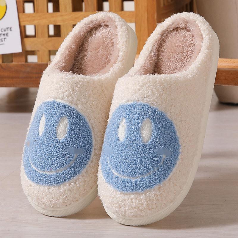 Mushroom Explosion Winter Smiley Heart Cotton Slippers Female Wholesale Indoor Home Rainbow Plush Warm Slippers