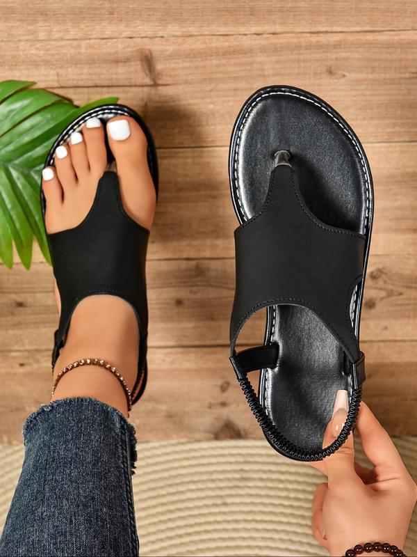 Women's Fashionable Plain Color Toe Thong Sandals, Casual Comfortable Slingback Flat Sandals for Summer, Lightweight Breathable Shoes for Daily Wear