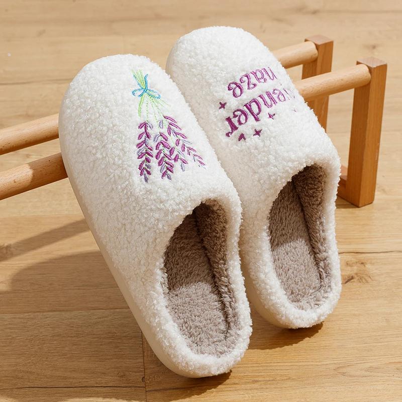 Warm Slippers Cushion Slides Lavender Haze Soft Warm Comfort Flat Cozy Fuzzy Woman House Eras Midnights Shoes