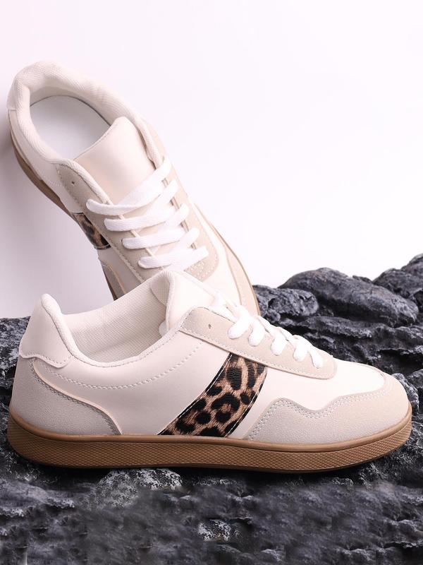  Women's Fashionable Patchwork Lace Up Sneakers, Holiday Gift, Casual Comfortable Sports Walking Shoes, Female All-match Round Toe Shoes for Daily Wear, Fall Sneakers 2024