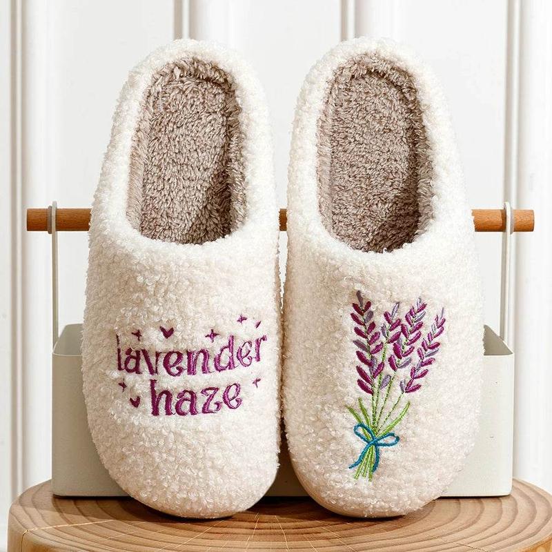 Warm Slippers Cushion Slides Lavender Haze Soft Warm Comfort Flat Cozy Fuzzy Woman House Eras Midnights Shoes