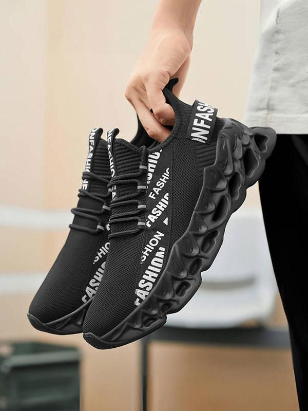 Men's Fashionable Letters Print Lace Up Low Top Sneakers, Casual Comfortable Sports Running Shoes, Trendy All-match Chunky Sneakers for Daily Wear