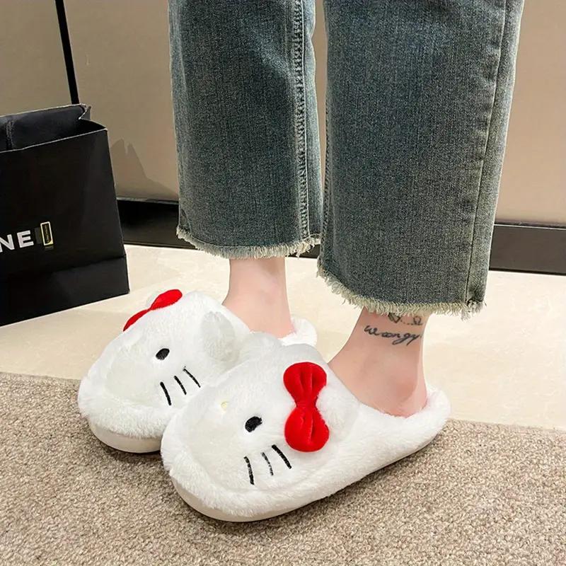 2024Cute plush slippers - Comfortable Kawaii indoor sneakers with non-slip soles, warm platforms, cushioned design for bedrooms, schools, dorms and camping