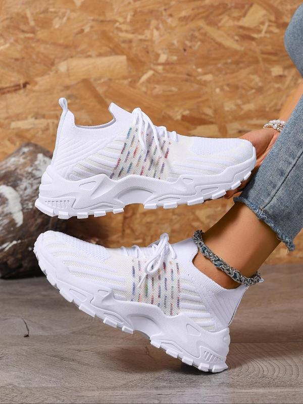 Women's Fashionable Lace Up Low Top Sneakers, Casual Comfortable Breathable Sports Running Shoes, All-match Round Toe Shoes for Daily Wear