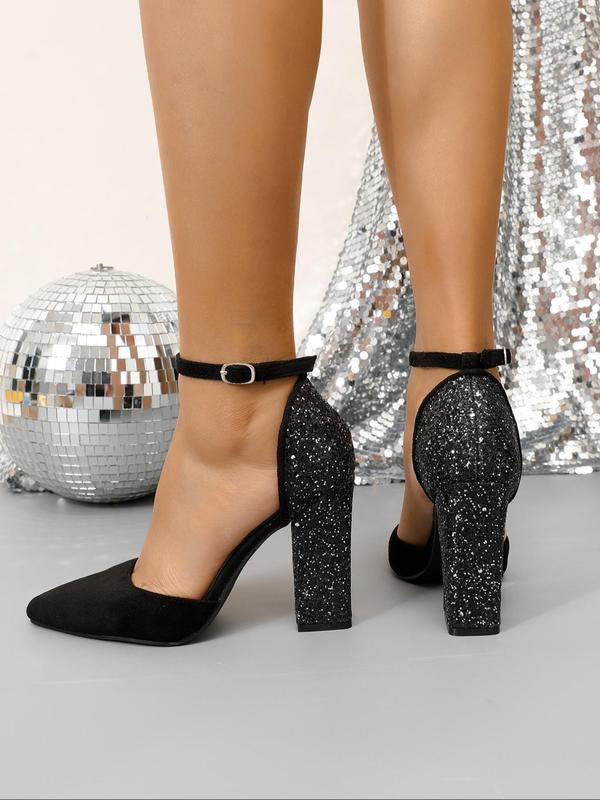 Women's Fashionable Glitter Decorated Heels, Elegant Pointed Toe High Heel Shoes for Party, Daily Clothing Decor for Women & Girls