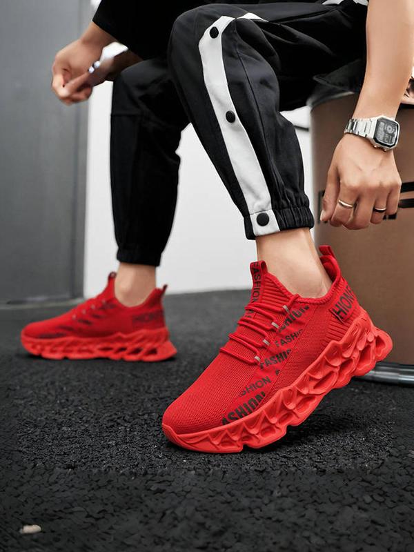 Men's Fashionable Letters Print Lace Up Low Top Sneakers, Casual Comfortable Sports Running Shoes, Trendy All-match Chunky Sneakers for Daily Wear