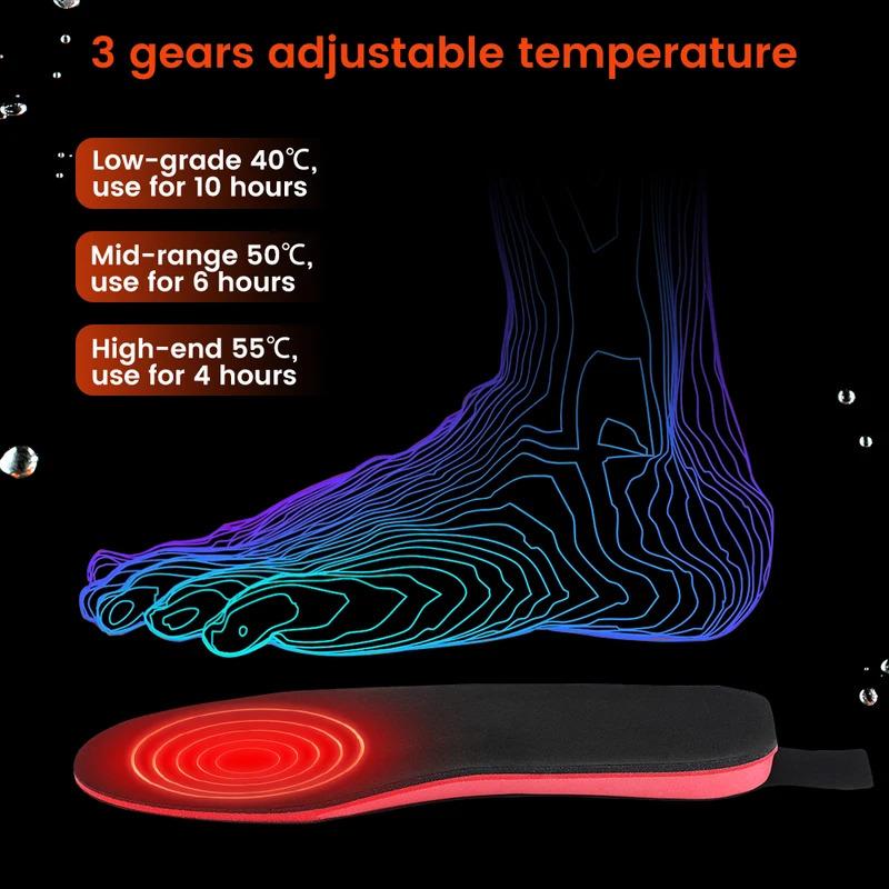 PASTSKY Heated Insoles 2100mAh Electric Foot Warmer Hot Compress Remote Control 3-speed Shoes Pads For Skiing Winter Outdoor