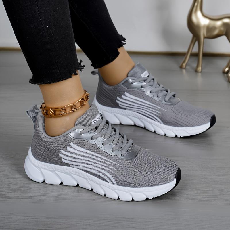 Women's Solid Color Casual Sneakers, Lace Up Comfy Breathable Soft Sole Shoes, Lightweight Low-top Running Shoes plus size Closed Walking Shoes