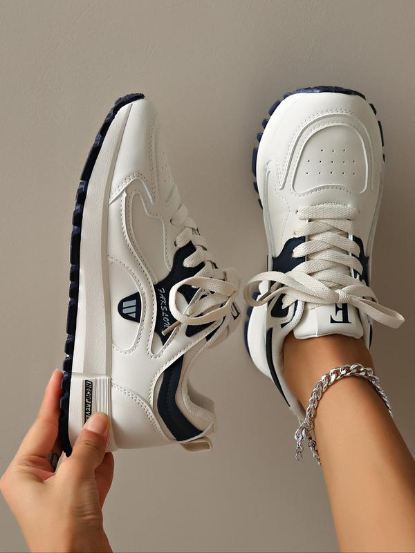 Women's Fashionable Lace Up Low Top Sneakers, Casual Comfortable Sports Running Shoes, All-match Round Toe Chunky Sneakers for Daily Wear