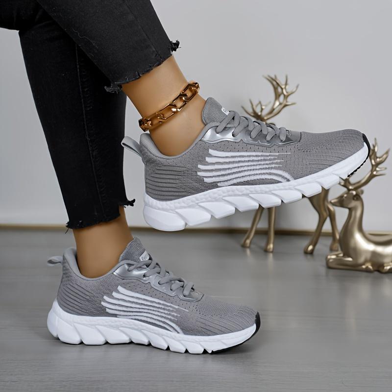 Women's Solid Color Casual Sneakers, Lace Up Comfy Breathable Soft Sole Shoes, Lightweight Low-top Running Shoes plus size Closed Walking Shoes