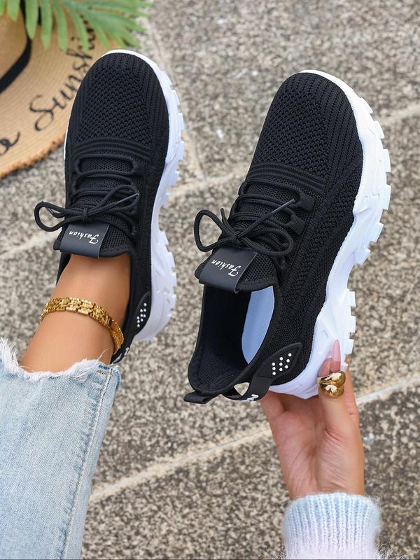 Women's Fashionable Lace Up Low Top Sneakers, Casual Comfortable Breathable Sports Running Shoes, All-match Basic Shoes for Daily Wear