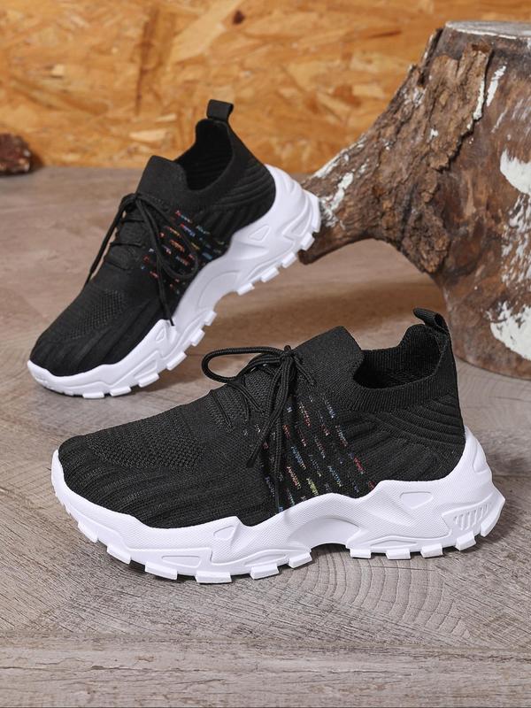 Women's Fashionable Lace Up Low Top Sneakers, Casual Comfortable Breathable Sports Running Shoes, All-match Round Toe Shoes for Daily Wear