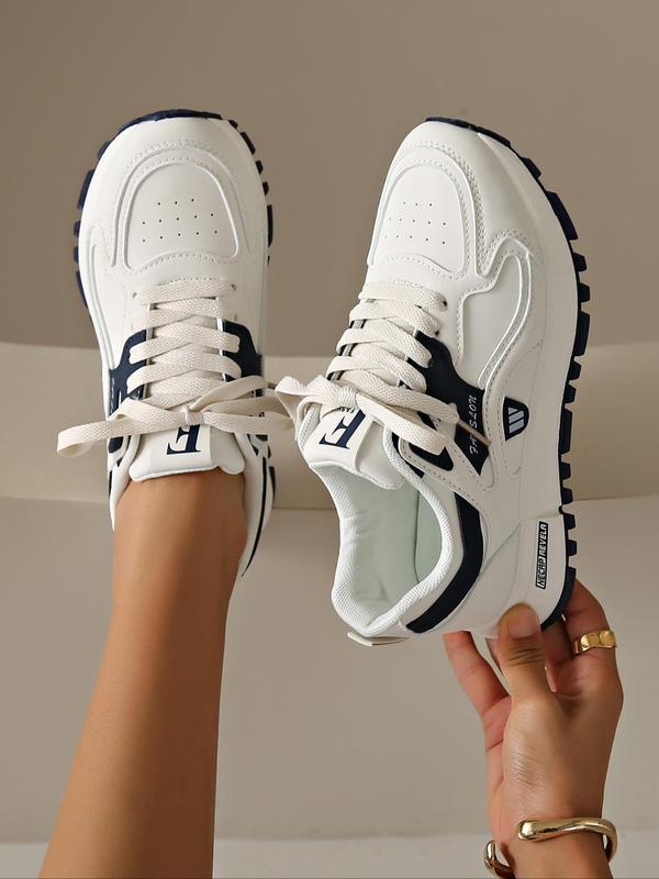 Women's Fashionable Lace Up Low Top Sneakers, Casual Comfortable Sports Running Shoes, All-match Round Toe Chunky Sneakers for Daily Wear