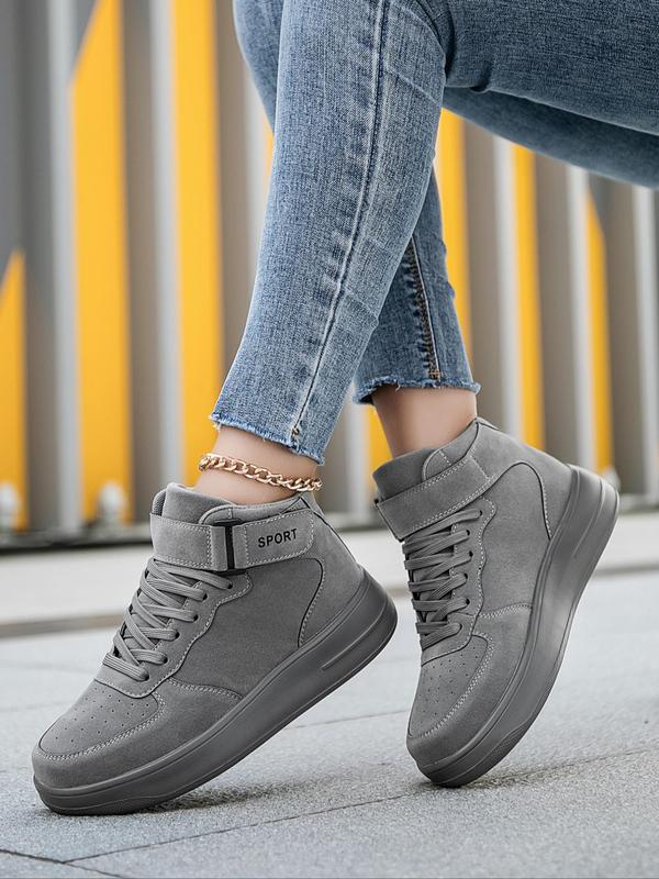 Women's Fashionable Lace Up High Top Sneakers, Casual Comfortable Breathable Casual Shoes, Female All-match Round Toe Shoes for Daily Wear