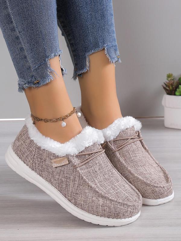 Fashionable Fluffy Thermal Sneaker Gift for Girlfriend, New Trend Casual Lace up Front Low Top Comfortable Warm Sports Shoes for Party for Winter