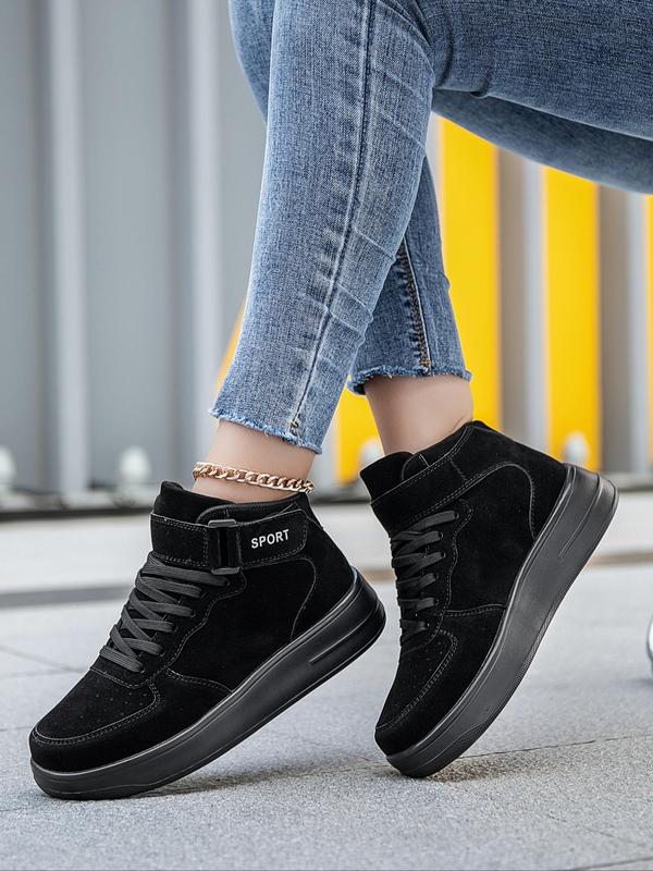 Women's Fashionable Lace Up High Top Sneakers, Casual Comfortable Breathable Casual Shoes, Female All-match Round Toe Shoes for Daily Wear