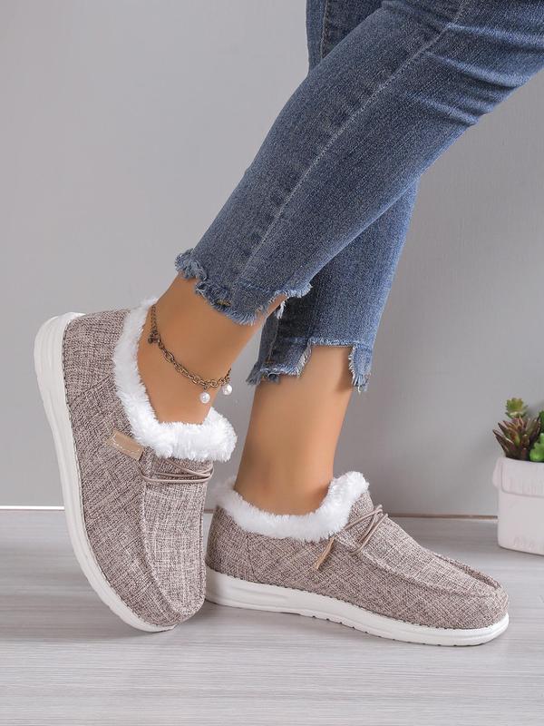 Fashionable Fluffy Thermal Sneaker Gift for Girlfriend, New Trend Casual Lace up Front Low Top Comfortable Warm Sports Shoes for Party for Winter