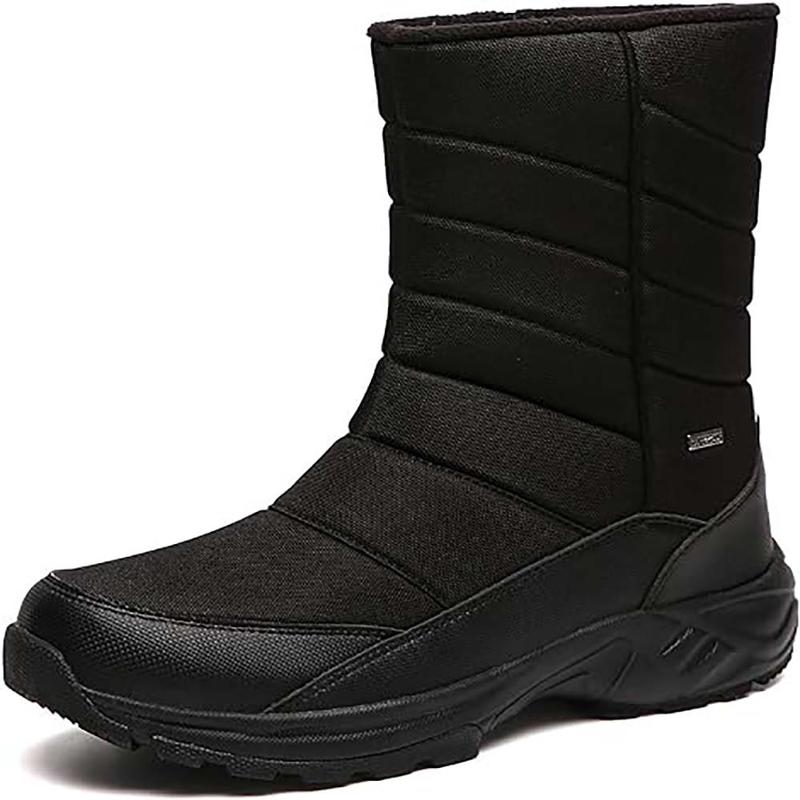 Mens Winter Mid-Calf Snow Boots Fur Warm Waterproof Slip On Outdoor Athletic  Boy Walking Shoes snow boot