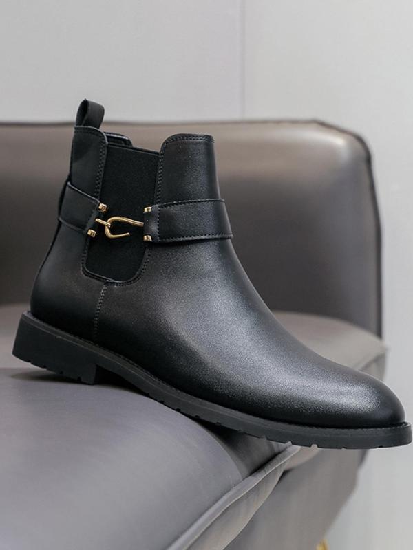 Men's Business Fashion Chelsea Boots, Casual Solid Color Ankle Boots for Daily Wear, Male All-match Boots for Fall & Winter