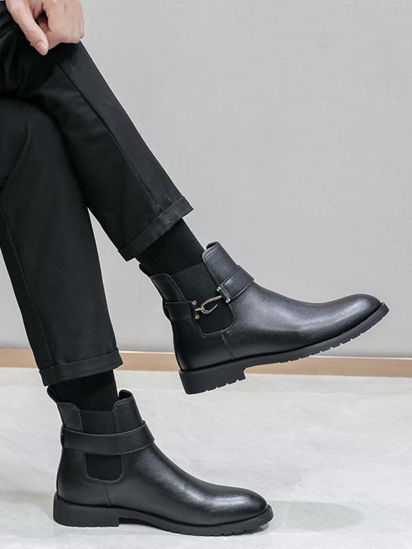 Men's Business Fashion Chelsea Boots, Casual Solid Color Ankle Boots for Daily Wear, Male All-match Boots for Fall & Winter